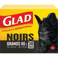 Sacs &agrave; ordures 90 L, R&eacute;gulier, 30" la x 33" lo, Noir Les Fournitures Industrielles Méga