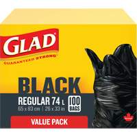 Sacs &agrave; ordures 74 L, R&eacute;gulier, 26" la x 33" lo, Noir Les Fournitures Industrielles Méga