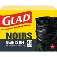 Sacs &agrave; ordures 184 L, R&eacute;gulier, 35" la x 48" lo, Noir Les Fournitures Industrielles Méga