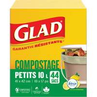 Small Compostable Bags, Regular, 17" L x 16" W, Brown, 10 L (3 Gal.) Capacity Les Fournitures Industrielles Méga