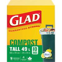 Tall Compostable Bags, Regular, 31" L x 24" W, Brown, 49 L (13 Gal.) Capacity Les Fournitures Industrielles Méga