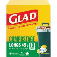 Tall Compostable Bags, Regular, 31" L x 24" W, Brown, 49 L (13 Gal.) Capacity Les Fournitures Industrielles Méga