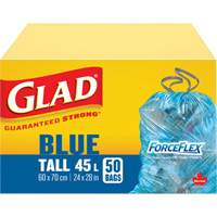 Sacs de recyclage 45 L, R&eacute;gulier, 24" la x 28" lo, Bleu Les Fournitures Industrielles Méga