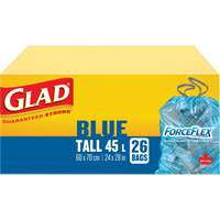 Sacs de recyclage 45 L, R&eacute;gulier, 24" la x 28" lo, Bleu Les Fournitures Industrielles Méga