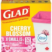 Sacs parfum&eacute;s et de couleur fleur de cerisier de Glad, Fort, 17" la x 20" lo, Rose, Capacit&eacute; 15 L (3,96 gal) Les Fournitures Industrielles Méga