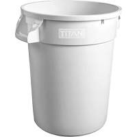 White Titan Heavy-Duty Garbage Container, Plastic, 20 US gal. Les Fournitures Industrielles Méga
