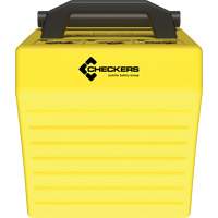 Cale de roue ultra-robuste pour l'exploitation mini&egrave;re Checkers Safety, PEHD, Jaune, 14-1/2" la x 17-1/2" p x 16" h Les Fournitures Industrielles Méga
