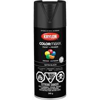 Appr&ecirc;t + peinture COLORmaxx, Noir, Semi-mat, 12 oz, Canette a&eacute;rosol Les Fournitures Industrielles Méga