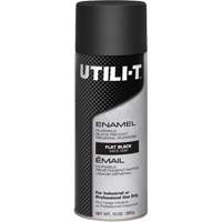 Peinture-&eacute;mail en a&eacute;rosol polyvalent UTILI-T, Noir, Plat, 10 oz/283 g, Canette a&eacute;rosol Les Fournitures Industrielles Méga