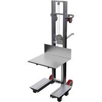 Empileur &agrave; plateforme, M&eacute;canisme Treuil manuel, Capacit&eacute; de 400 lb, Levage max de 60" Les Fournitures Industrielles Méga