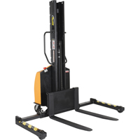 Narrow Mast Powered Lift Stacker, Electric Operated, 1500 lbs. Capacity, 63" Max Lift Les Fournitures Industrielles Méga
