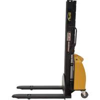 Narrow Mast Powered Lift Stacker, Electric Operated, 1000 lbs. Capacity, 63" Max Lift Les Fournitures Industrielles Méga
