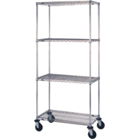 Wire Shelf Cart, Chrome Plated, 24" x 81" x 48", 800 lbs. Capacity Les Fournitures Industrielles Méga