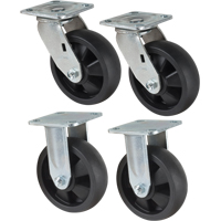 Jeu de roulettes, Fixe/Pivotant, 6" (152,4 mm), Nylon, 2400 lb (1089 kg) Les Fournitures Industrielles Méga