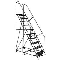 &eacute;chelles Pivotantes A/Roulettes Au Centre, 10 marches, Largeur de la marche 24", Hauteur de la plateforme 100", Acier Les Fournitures Industrielles Méga