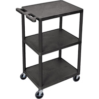 Utility Cart, 3 Tiers, 18" x 40" x 24", 400 lbs. Capacity Les Fournitures Industrielles Méga
