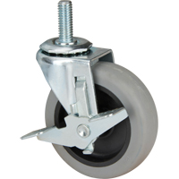 Roulette &agrave; tige, Pivotant avec frein, Diam&egrave;tre 3" (76 mm), Capacit&eacute; 80 lb (36 kg) Les Fournitures Industrielles Méga