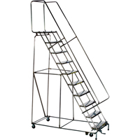 &eacute;chelles roulantes &agrave; marche verrouillable, 5 marches, Largeur de la marche 24", Hauteur de la plateforme 50", Acier inoxydable Les Fournitures Industrielles Méga