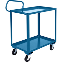 Chariot ergonomique &agrave; tablettes, 800 lb Capacit&eacute;, Acier, 26" la x 37" ha x 38" p, Bordure vers le haut Les Fournitures Industrielles Méga