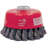 Brosse boisseau &agrave; fils nou&eacute;s torsad&eacute;s haute performance CK3501T, Dia. 3-1/2", Fils 0,02", Arbre 5/8"-11, Acier Les Fournitures Industrielles Méga
