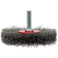 Brosse radiale &agrave; fils cr&ecirc;p&eacute;s mont&eacute; sur mandrin ER300-12, 3", Fils ,012" Les Fournitures Industrielles Méga