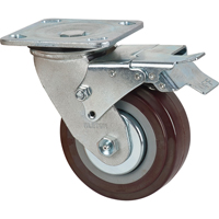 Roulette, Pivotant avec frein, 5" (127 mm), Polyur&eacute;thane, 650 lb (294 kg) Les Fournitures Industrielles Méga