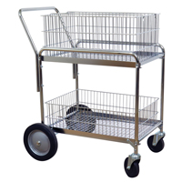 Wire Mesh Office Mail Cart, 200 lbs. Capacity, Chrome, 23-3/4" D x 33-1/2" L x 38-1/4" H, Chrome Plated Les Fournitures Industrielles Méga