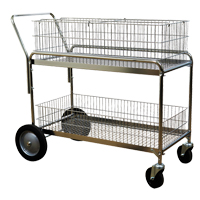 Wire Mesh Office Mail Cart, 250 lbs. Capacity, Chrome, 23-3/4" D x 43" L x 38-1/2" H, Chrome Plated Les Fournitures Industrielles Méga