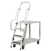 Aluminum Stock Picking Ladder Cart, Aluminum, 22" W x 51-1/2" D, 2 Shelves, 800 lbs. Capacity Les Fournitures Industrielles Méga