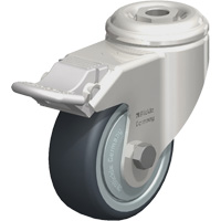 Roulette en &eacute;lastom&egrave;re thermoplastique acier inoxydable, Pivotant avec frein, Diam&egrave;tre 3-1/8" (79,5 mm), Capacit&eacute; 220 lb (100 kg) Les Fournitures Industrielles Méga