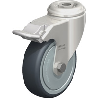 Roulette en &eacute;lastom&egrave;re thermoplastique acier inoxydable, Pivotant avec frein, Diam&egrave;tre 4" (102 mm), Capacit&eacute; 240 lb (108 kg) Les Fournitures Industrielles Méga
