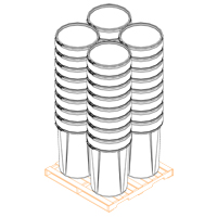 Baril emboîtable en poly&eacute;thyl&egrave;ne, 55 gal. US (45 gal. imp.), Dessus ouvert, Jaune Les Fournitures Industrielles Méga