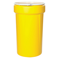 Baril emboîtable en poly&eacute;thyl&egrave;ne, 30 gal. US (25 gal. imp.), Dessus ouvert, Jaune Les Fournitures Industrielles Méga