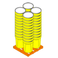 Baril emboîtable en poly&eacute;thyl&egrave;ne, 30 gal. US (25 gal. imp.), Dessus ouvert, Jaune Les Fournitures Industrielles Méga