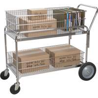 Chariot de bureau en treillis m&eacute;tallique pour le courrier, 250 lb Capacit&eacute;, Chrome, 23" p x 42" la x 38" h, Chrom&eacute; Les Fournitures Industrielles Méga
