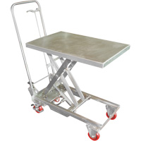 Manual Hydraulic Scissor Lift Table, 27-1/2" L x 17-3/4" W, Stainless Steel, 200 lbs. Capacity Les Fournitures Industrielles Méga