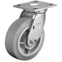 Roulette avec plaque, Pivotant, 4" (101,6 mm), Caoutchouc, 225 lb (102 kg) Les Fournitures Industrielles Méga