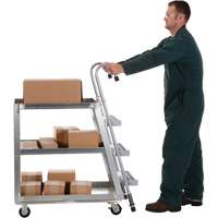 Stockpicker Truck, Aluminum, 21-7/8" W x 40" D, 3 Shelves, 660 lbs. Capacity Les Fournitures Industrielles Méga