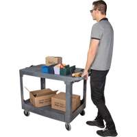 Chariot utilitaire pour l'entretien avec tablette plate, 2 tiers, 25-1/4" x 32-1/4" x 44", Capacit&eacute; 550 lb Les Fournitures Industrielles Méga