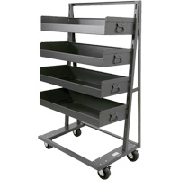 Chariot &agrave; cadre en A robuste &agrave; un c&ocirc;t&eacute; avec 4 grands plateaux &agrave; rebord, 38" x 25" x 63", Capacit&eacute; 2500 lb Les Fournitures Industrielles Méga