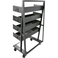 Chariot &agrave; cadre en A robuste &agrave; un c&ocirc;t&eacute; avec 4 grands plateaux &agrave; rebord, 38" x 25" x 63", Capacit&eacute; 2500 lb Les Fournitures Industrielles Méga