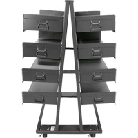 Chariot &agrave; cadre en A robuste &agrave; deux c&ocirc;t&eacute;s avec 8 plateaux &agrave; rebords, 38" x 30" x 63", Capacit&eacute; 2500 lb Les Fournitures Industrielles Méga
