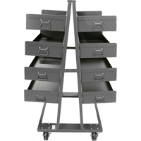 Chariot &agrave; cadre en A robuste &agrave; deux c&ocirc;t&eacute;s avec 8 grands plateaux &agrave; rebords, 38" x 30" x 63", Capacit&eacute; 2500 lb Les Fournitures Industrielles Méga