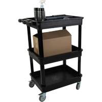 Chariot utilitaire avec tablette &agrave; bordure profonde, 3 tiers, 19" x 39-1/2" x 28-1/4", Capacit&eacute; 330 lb Les Fournitures Industrielles Méga