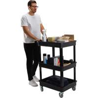 Chariot utilitaire avec tablette &agrave; bordure profonde, 3 tiers, 19" x 39-1/2" x 28-1/4", Capacit&eacute; 330 lb Les Fournitures Industrielles Méga