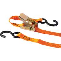 Ratchet Strap, S-Hook, 1" W x 12' L, 2200 lbs. (998 kg) Working Load Limit Les Fournitures Industrielles Méga