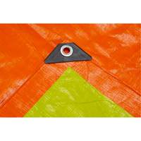 B&acirc;che tiss&eacute;e robuste haute visibilit&eacute;, Poly&eacute;thyl&egrave;ne, Vert/Orange, 16' x 20' x 12 mils Les Fournitures Industrielles Méga