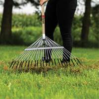 Lawn Rake, 24 Tines, Hardwood Handle, Steel Blade Les Fournitures Industrielles Méga