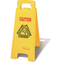 Wet Floor Safety Signs, Quadrilingual with Pictogram Les Fournitures Industrielles Méga