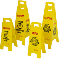 Wet Floor Safety Signs, Quadrilingual with Pictogram Les Fournitures Industrielles Méga